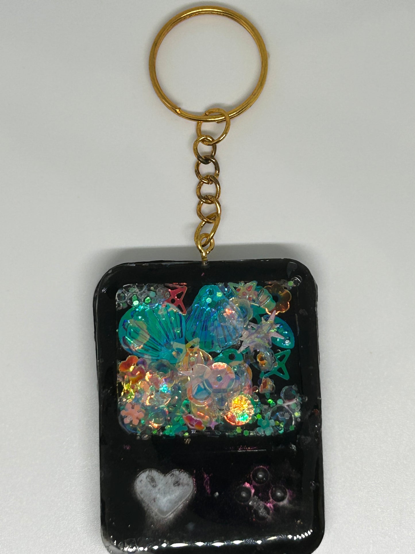Resin Black & Gold Shaker Gamer Keychain