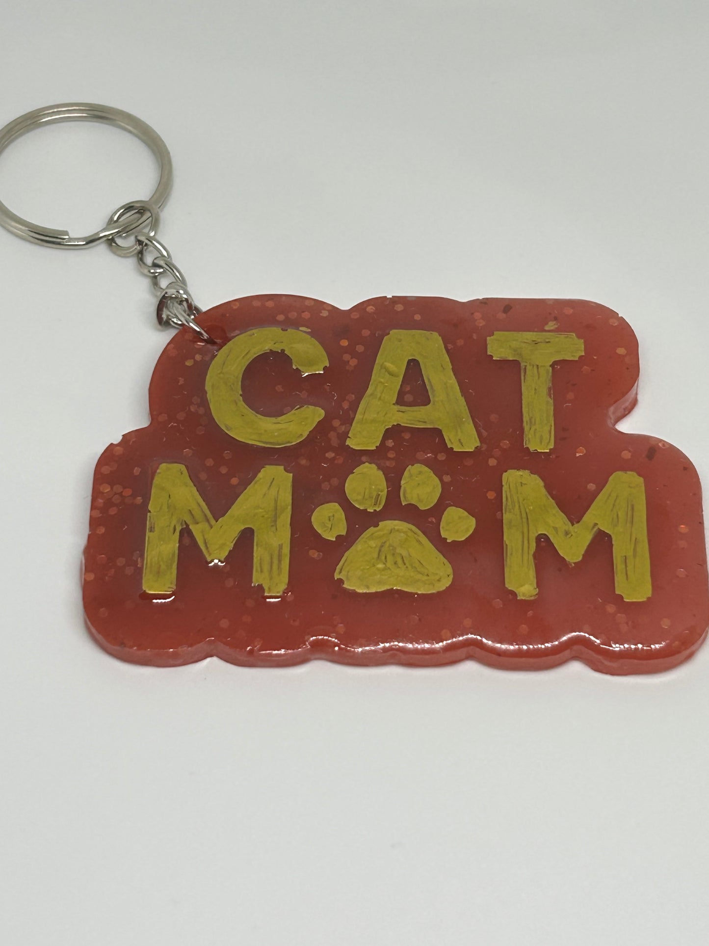 Resin Cat Mom Keychain