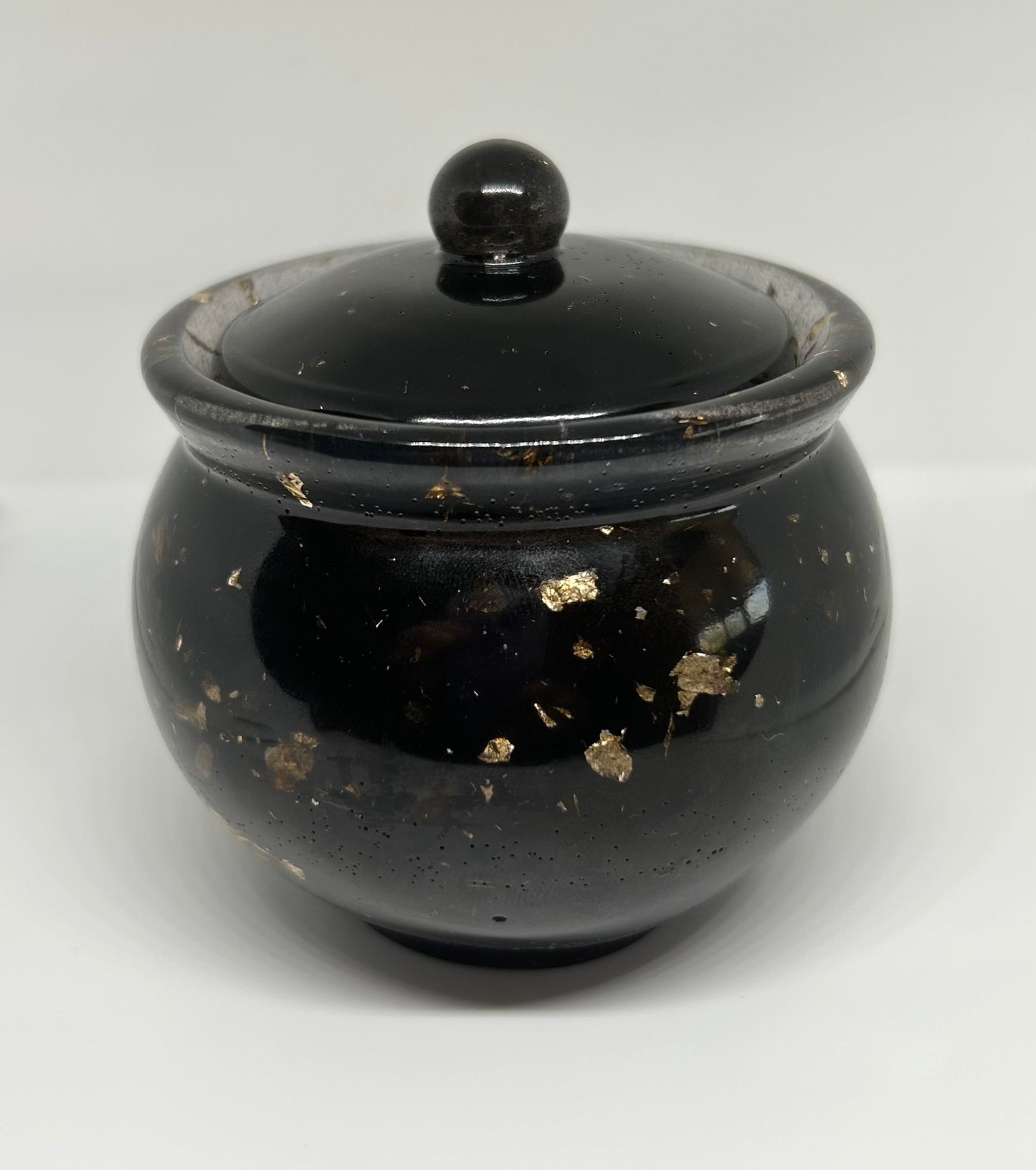 Black & Gold Resin Storage Stash Jar