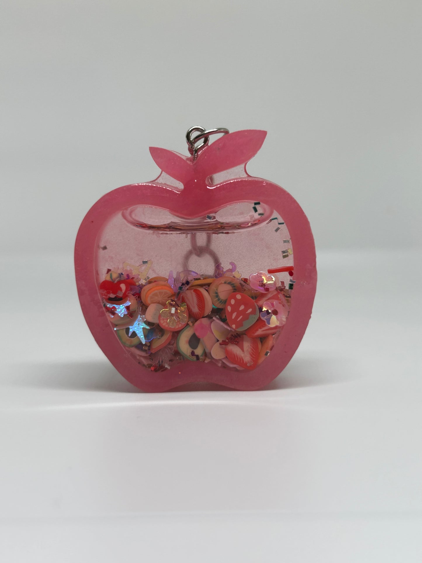 Resin Pink Apple Shaker Keychain