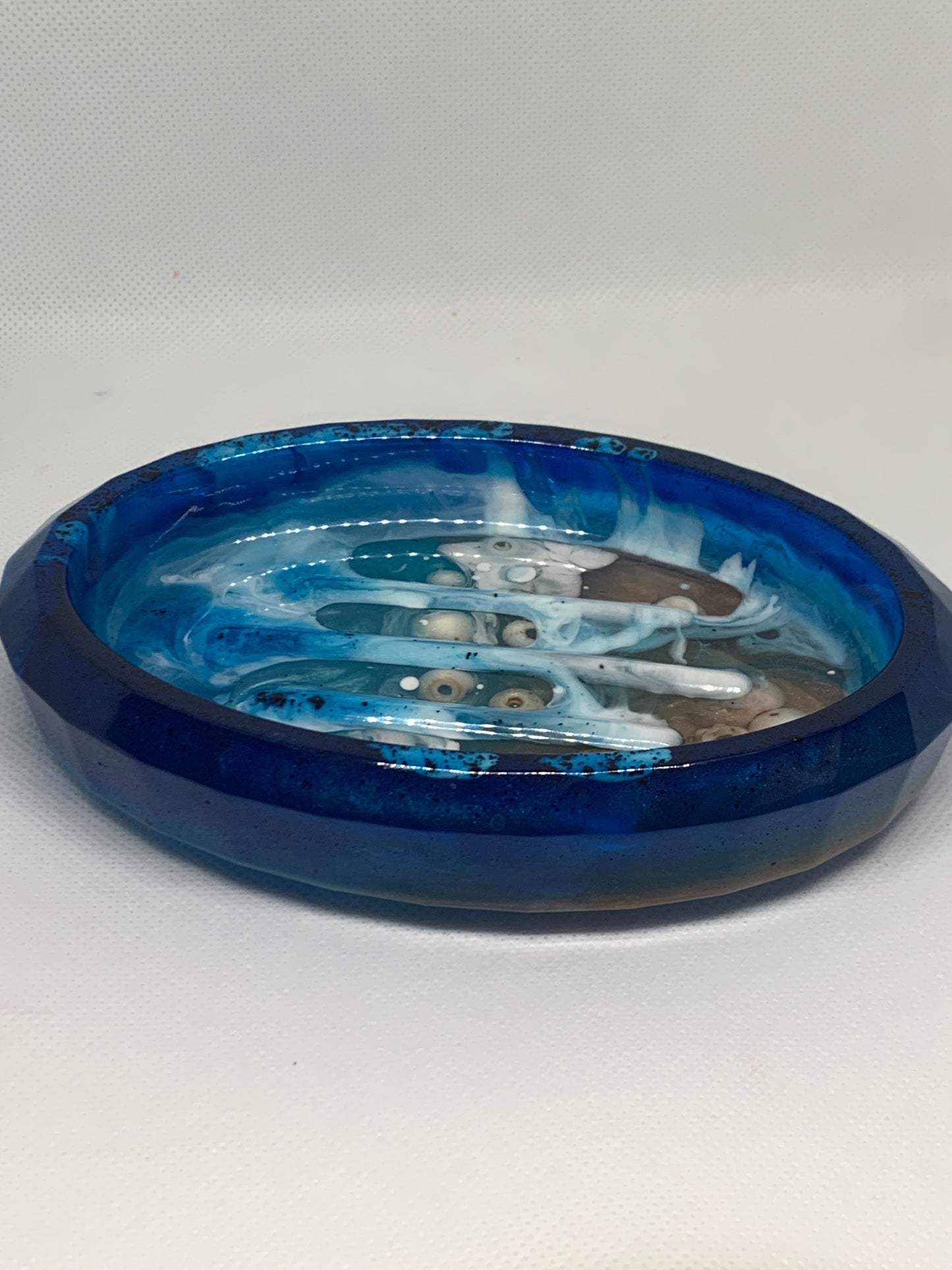 Large Beach Resin Soap Dish With Real Puka Shells