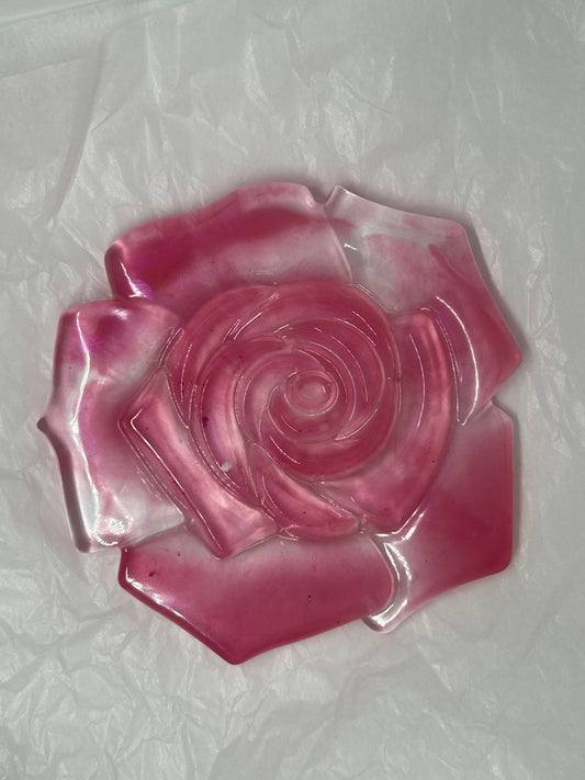 Made to Order Large Resin Pink Rose Coaster