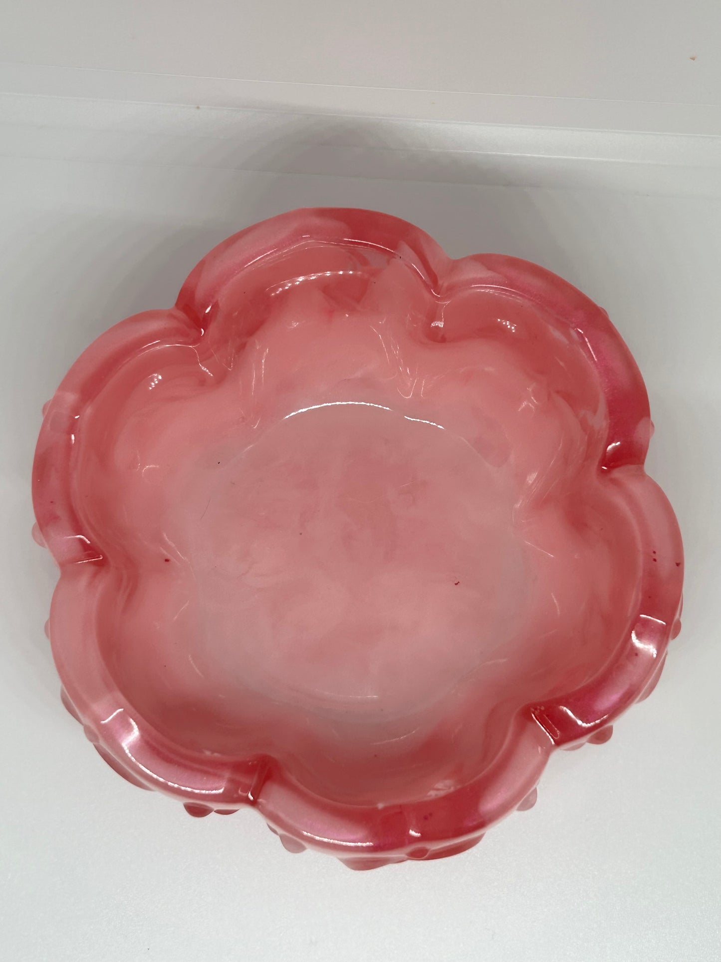 Pink Marbled Rose Resin Trinket Dish