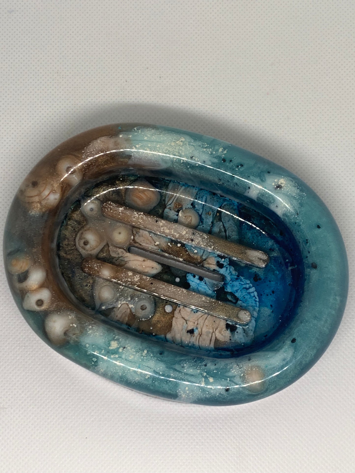 Beach Resin Soap Dish with Real Puka Shells