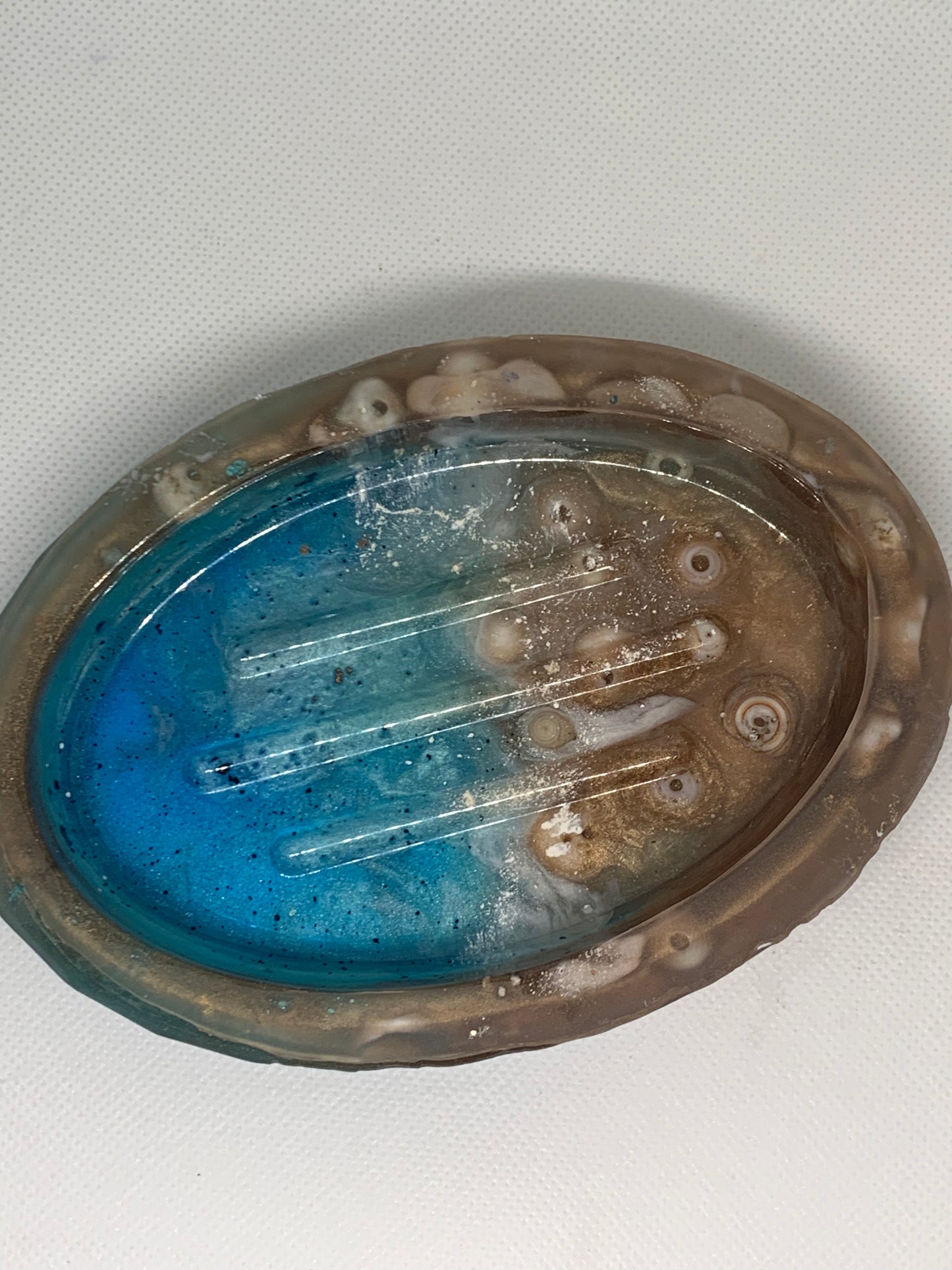 Large Beach Resin Soap Dish With Real Puka Shells