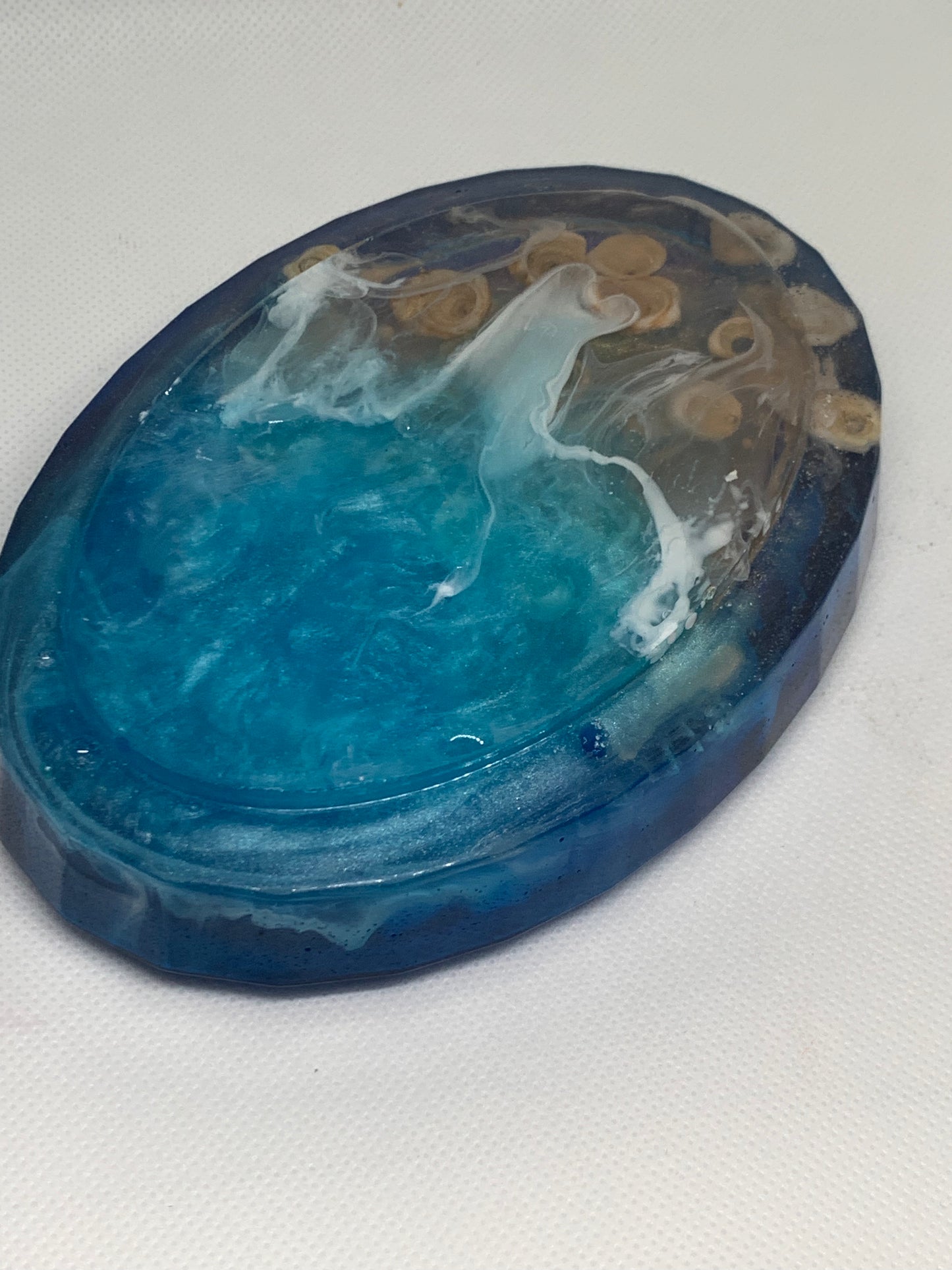 Large Beach Resin Soap Dish With Real Puka Shells