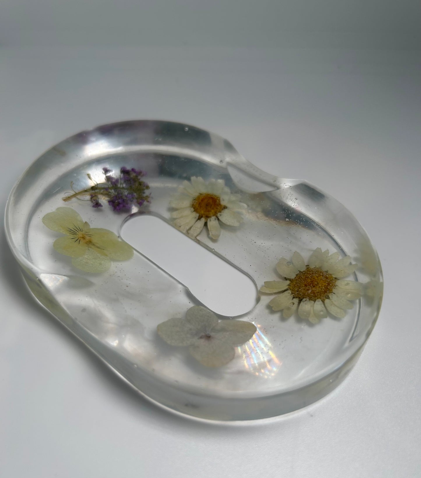 Pressed Pastel Flowers Resin Soap Dish