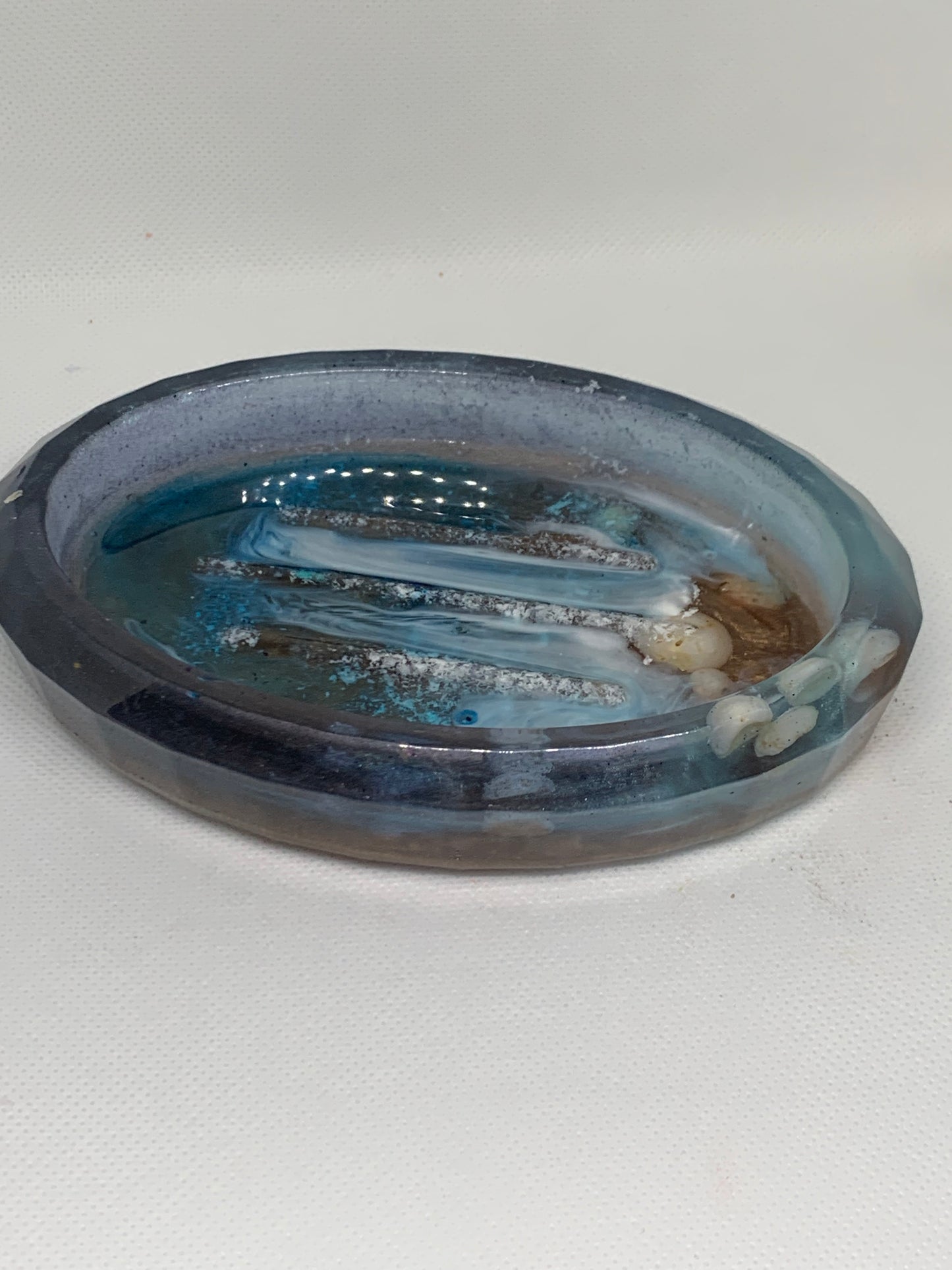 Large Beach Resin Soap Dish With Real Puka Shells