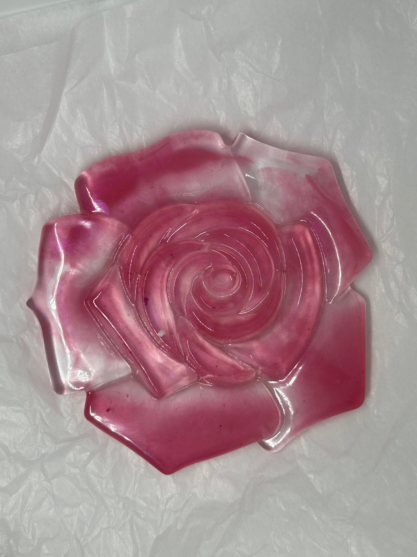 Made to Order Large Resin Pink Rose Coaster