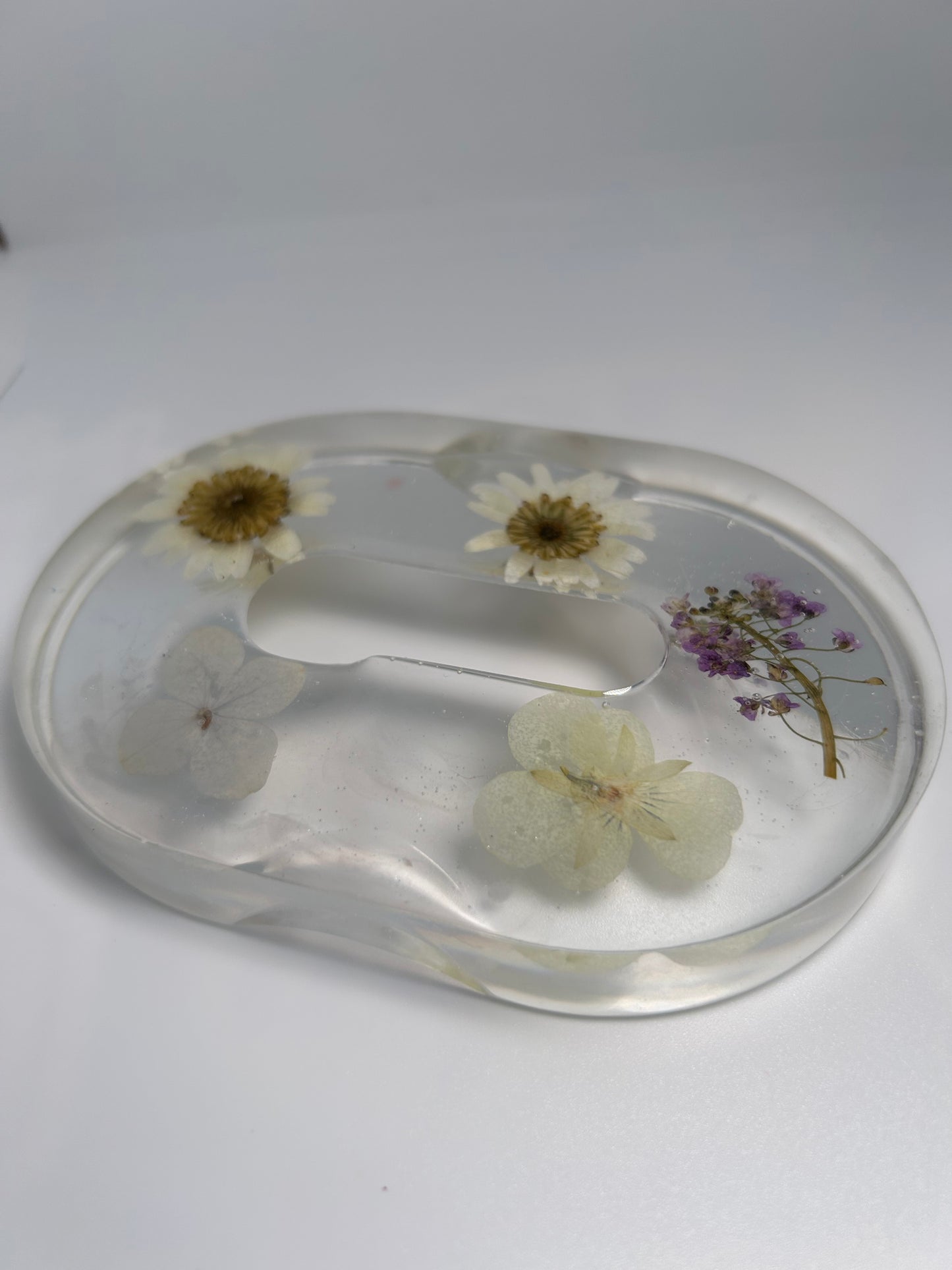 Pressed Pastel Flowers Resin Soap Dish