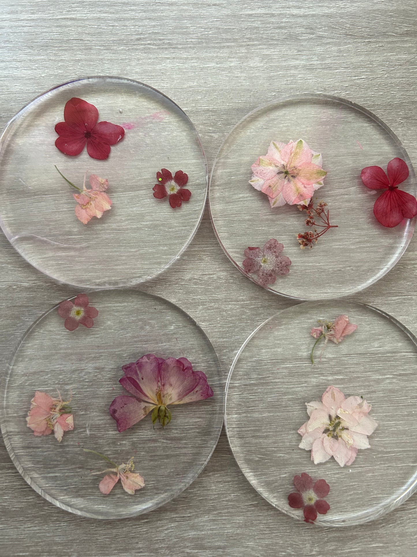 Resin Flower Coaster Set of 4