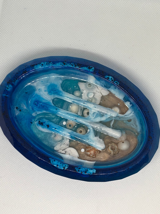 Large Beach Resin Soap Dish With Real Puka Shells