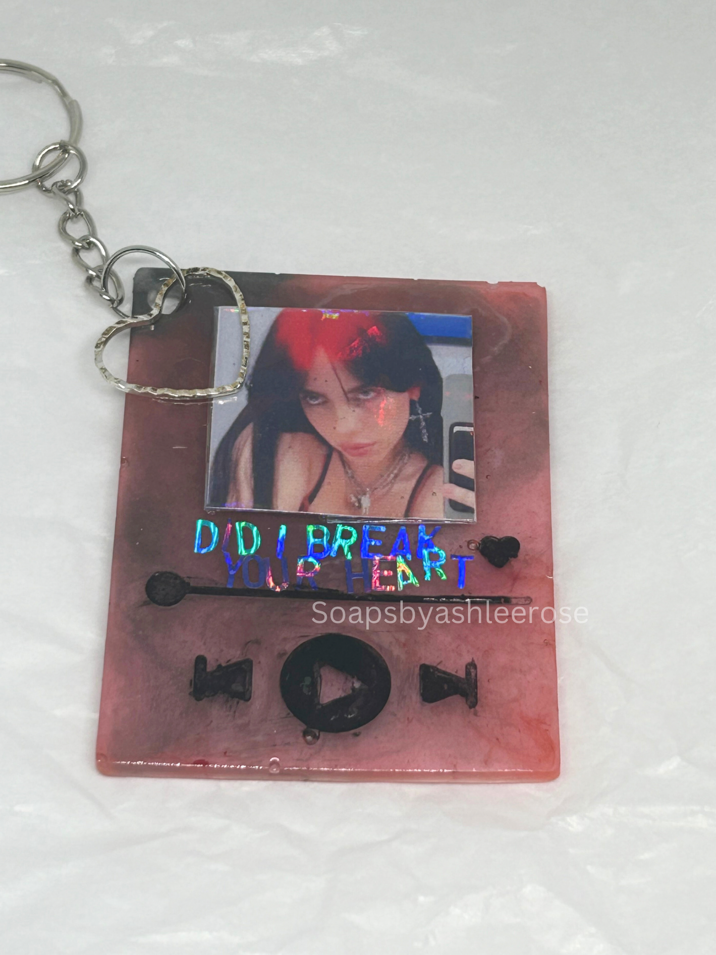 Did I Break Your Heart Red & Black Music Inspired Keychain