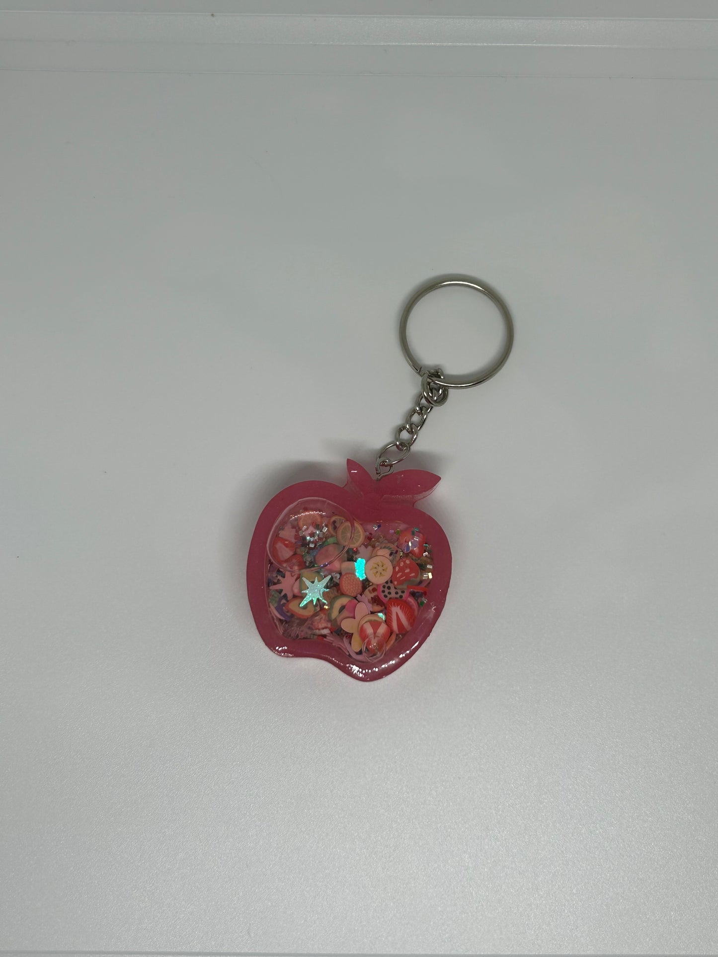 Resin Pink Apple Shaker Keychain