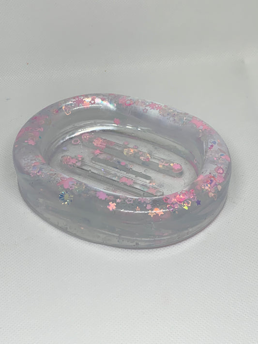 B Grade Glitter Resin Soap Dish