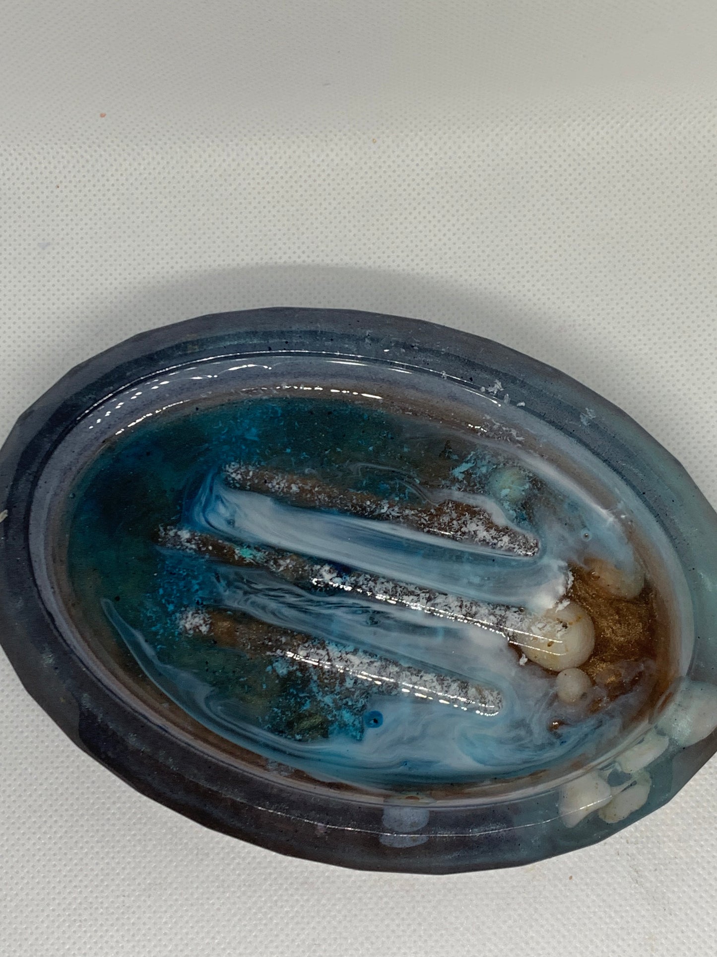 Large Beach Resin Soap Dish With Real Puka Shells